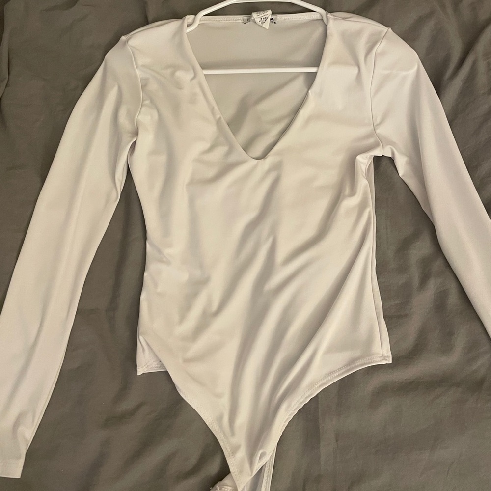 White v neck bodysuit from fashion nova